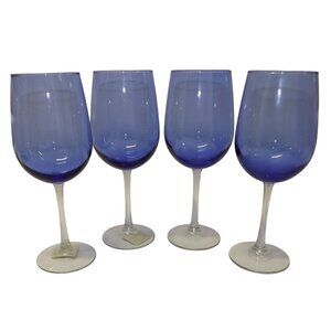 Blue Wine Vina By Libbey Glass Company Stemmed Wine Glass Set Of 4 Blue Glass